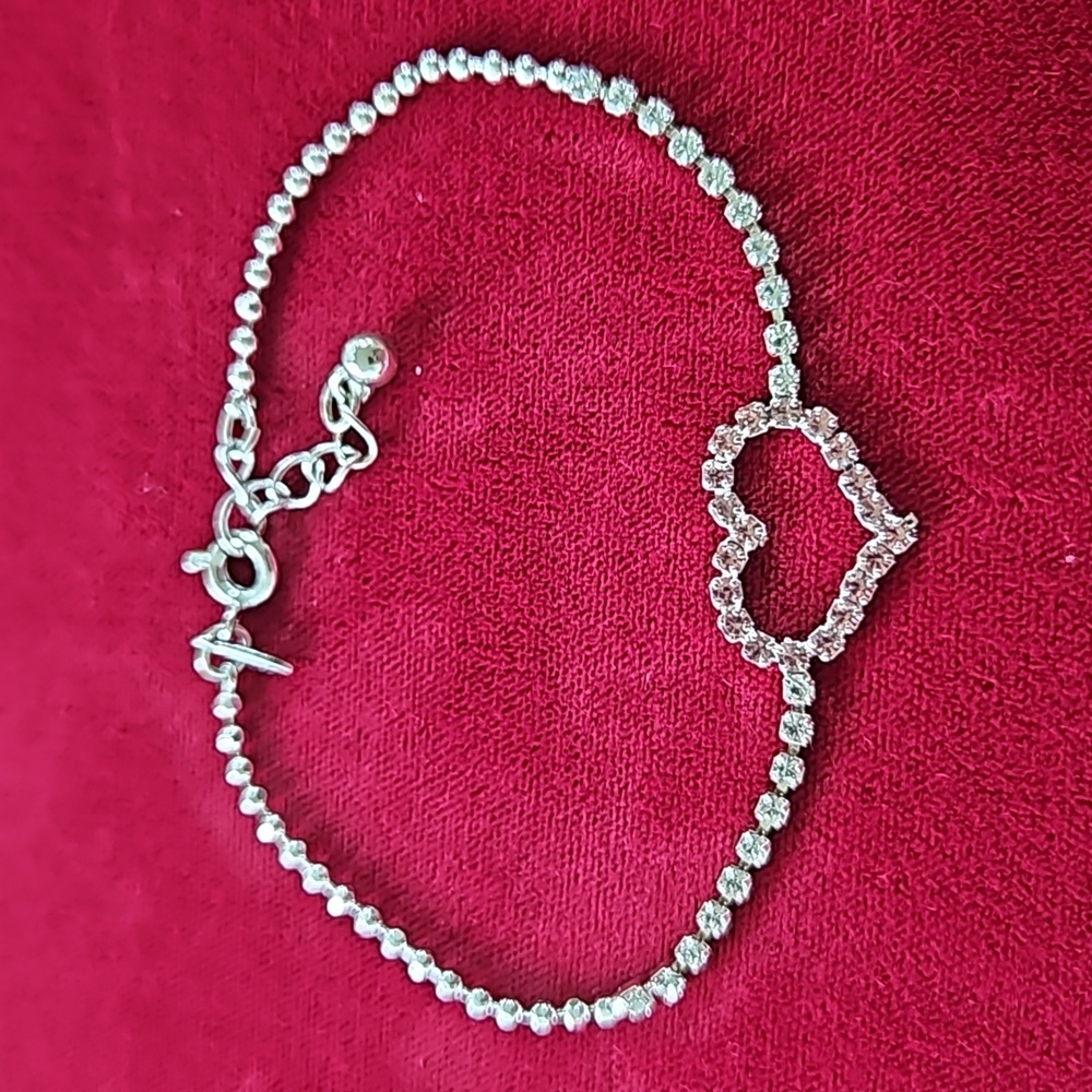 Vintage Avon Rhinestone Pink Heart Bracelet